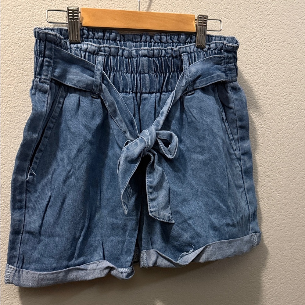 Wax Jean Blue Paperbag Tie-Waist Denim Shorts